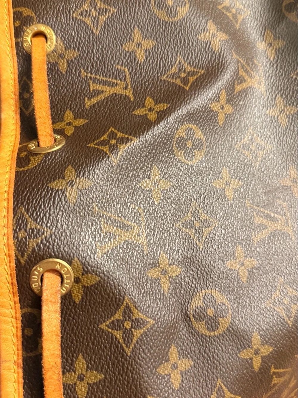 Louis Vuitton Monogram Canvas Drawstring Shoulder Bag with Tan Trim